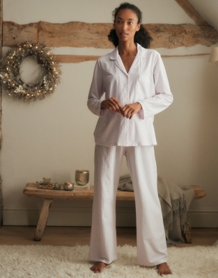 Stripe Brushed-Cotton Jersey Pajama Set