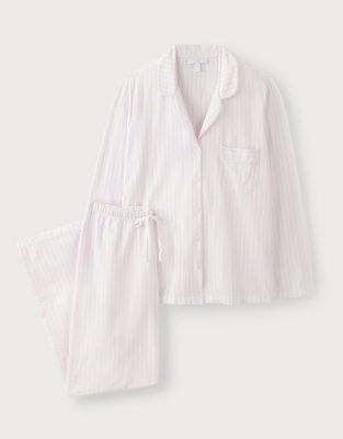 Stripe BrushedCotton Jersey Pyjama Set Pyjamas The White Company UK