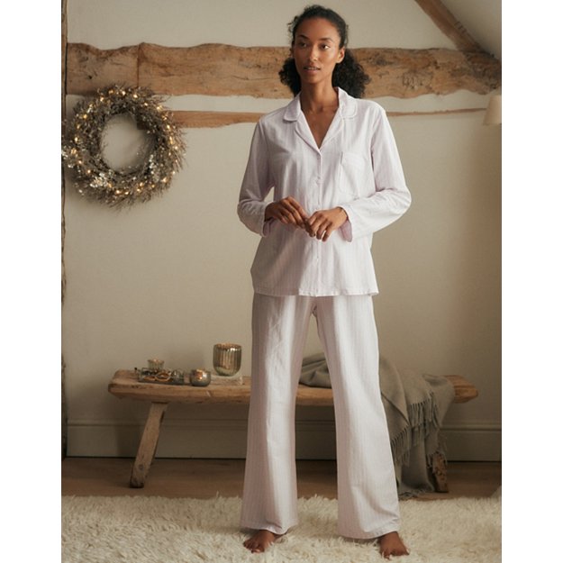 Stripe Brushed-Cotton Jersey Pyjama Set | Pyjamas | The  White Company