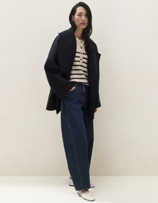 Stripe Button Placket Jumper with Cotton