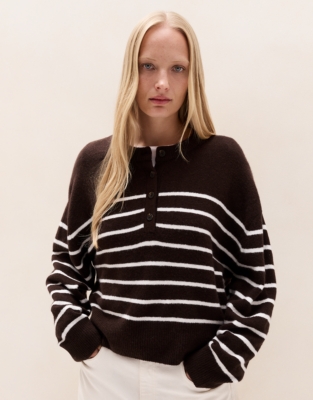 Stripe Button Placket Jumper with Organic Cotton