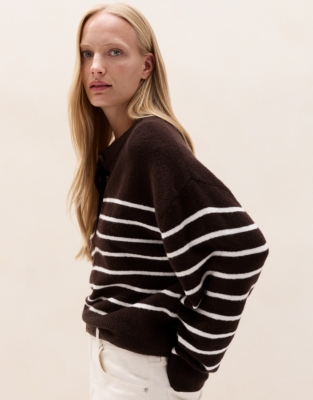 Stripe Button Placket Jumper with Organic Cotton