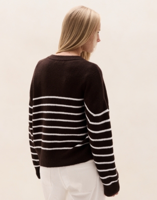 Stripe Button Placket Jumper with Organic Cotton