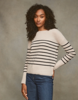 Black and white striped cashmere sweater sale