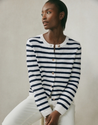 J crew striped on sale cardigan