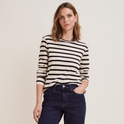 Stripe Crew Neck Jersey Top