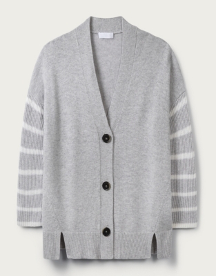 StripeDetail Boyfriend Cardigan with Cashmere Clothing Sale The
