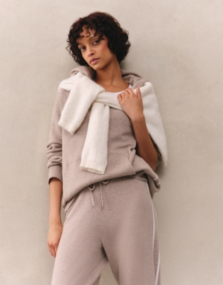 Stripe Detail Hoodie with Cashmere