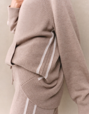 Stripe Detail Hoodie with Cashmere