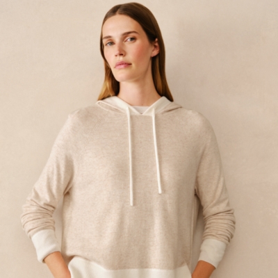 Stripe Detail Hoodie with Cashmere