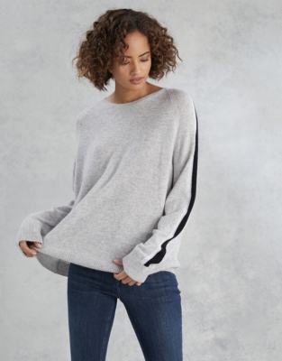 Stripe-Detail Jumper with Cashmere | Clothing Sale | The White Company UK