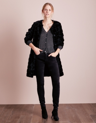 white company faux fur coat
