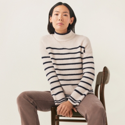 Stripe Funnel Neck Jumper with Organic Cotton