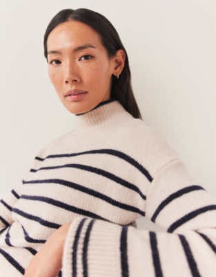 Stripe Funnel Neck Jumper with Organic Cotton