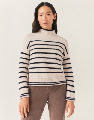 Stripe Funnel Neck Jumper with Organic Cotton