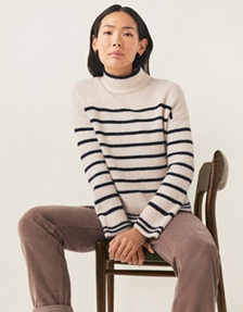 Stripe Funnel Neck Jumper with Organic Cotton