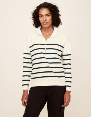 Striped half hot sale zip sweatshirt