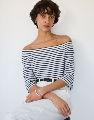 Stripe Jersey Bardot Top