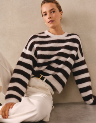 Stripe Jumper with Alpaca - Dark Chocolate