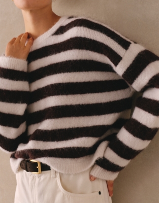 Stripe Jumper with Alpaca - Dark Chocolate