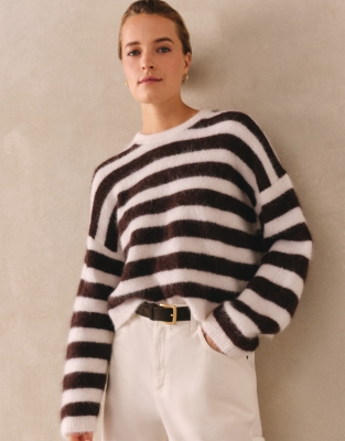 Stripe Jumper with Alpaca - Dark Chocolate
