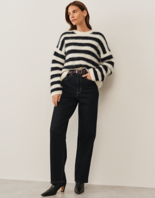 Stripe Jumper with Alpaca - Pearl Cotton/Navy