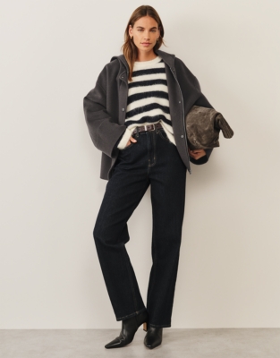 Stripe Jumper with Alpaca - Pearl Cotton/Navy