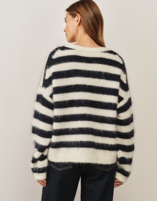 Stripe Jumper with Alpaca - Pearl Cotton/Navy