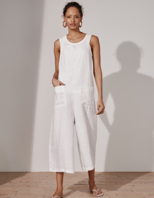 Stripe Linen Dungarees Clothing Sale The White Company UK