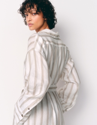 Stripe Linen Shirt Dress