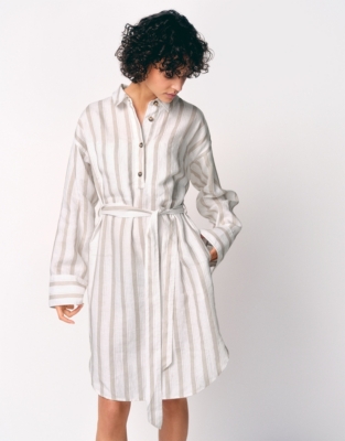 Stripe Linen Shirt Dress