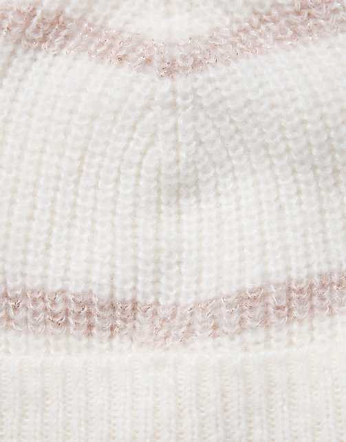 Stripe Lurex Beanie Hat | Accessories Sale | The White Company UK