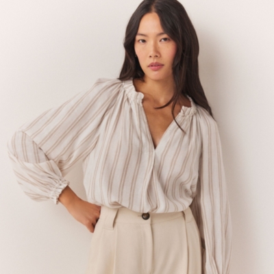 Linen Puff Sleeve Blouse | Tops & Blouses | The White Company US