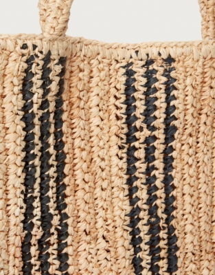 Stripe Raffia Tote Bag