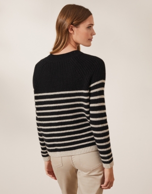 Stripe Ribbed Jumper with Cashmere New In Clothing The White Company UK