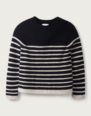 Stripe Ribbed Jumper with Cashmere New In Clothing The White Company UK