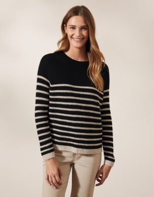 Stripe Ribbed Jumper with Cashmere | New In Clothing | The White Company UK