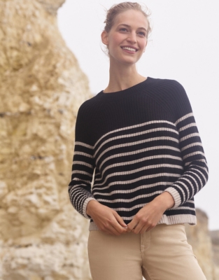 Striped on sale ribbed sweater