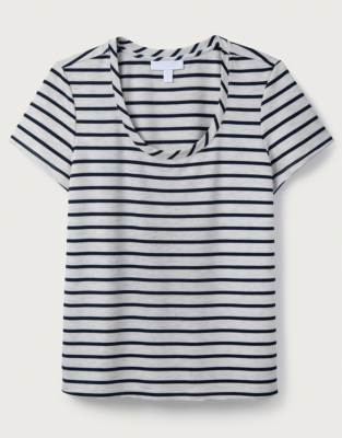 Stripe Scoop Jersey T-Shirt | Clothing Sale | The White Company UK