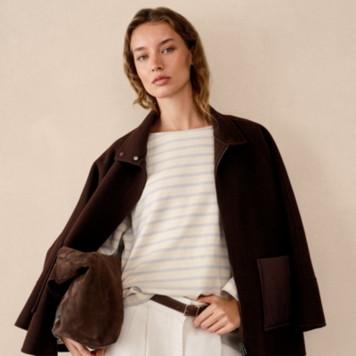 Stripe Slash Neck Stripe Top