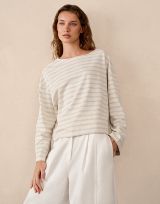 Stripe Slash Neck Stripe Top