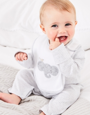 Stripe Sleepsuit & Elephant Bib Set | Baby & Children's Sale | The ...