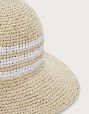 Stripe Straw Bucket Hat