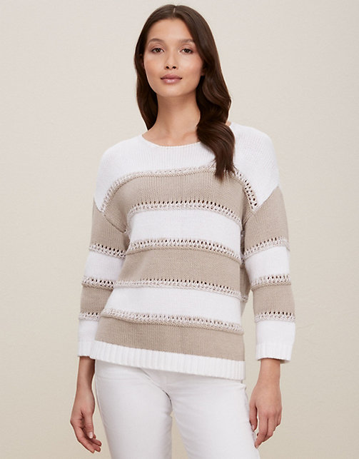 Stripe Textured-Cotton Jumper | Clothing Sale | The White Company UK