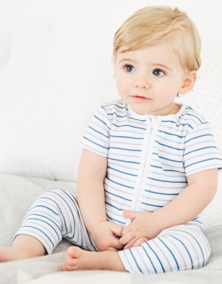 Stripe Zip Sleepsuit Baby & Children's Sale The White Company UK