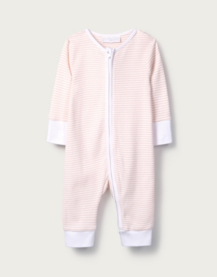 Stripe Zip Sleepsuit | Baby Girls' | The White Company UK