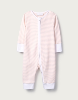 Stripe Zip Sleepsuit Baby Girls' The White Company UK