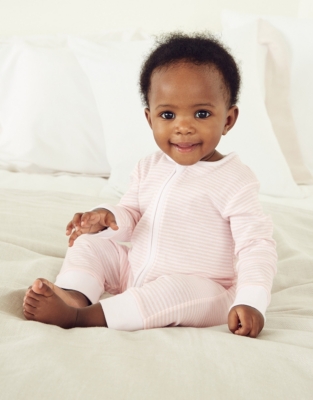 Stripe Zip Sleepsuit Baby Girls' The White Company UK