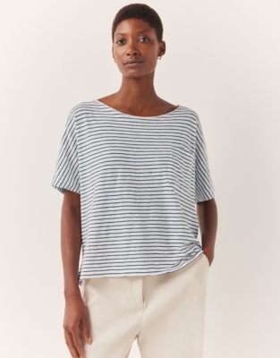 Striped Boxy Front Pocket Jersey Tee