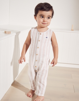 Striped Button-Through Romper